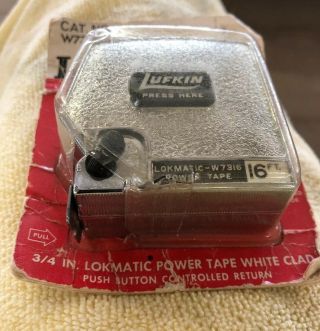 Vintage Lufkin W7316 LOKmatic White Clad Power Tape Measure 16 FT.  3/4 