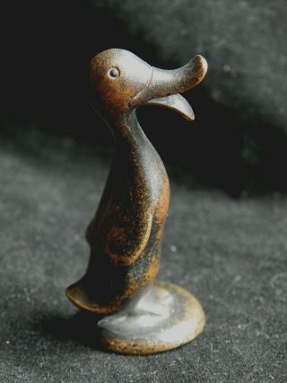 Vintage Art Deco Signed Hagenauer Wien Miniature Bronze Standing Duck