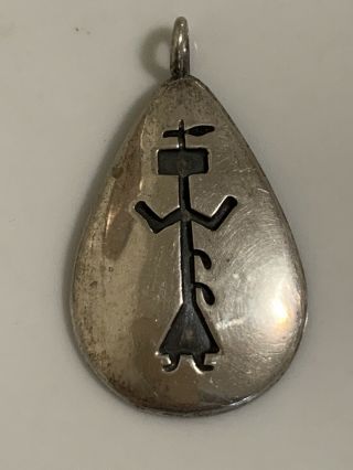 Vintage Sterling Silver Native Amerian Hopi Pendant - Signed -