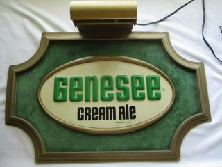 Vintage Lighted " Genesee Cream Ale " Beer Sign Felt 20 X 13 Wall Hanging