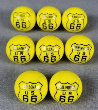 Full Set Of 7 Vintage U.  S.  Highway Route 66 Marbles Fluoresces Red,  Unusual