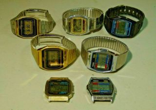 7x Mens Timex Vintage Digital Gold Silver Quartz Watches All Running