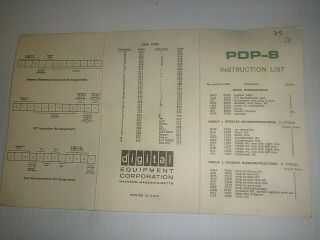 1968 Dec Pdp - 8 Instruction List Card