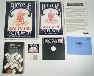 Vintage Big Box Pc Computer Game Swfte Bicycle Solitaire Pc Player Game 3.  5 Disk