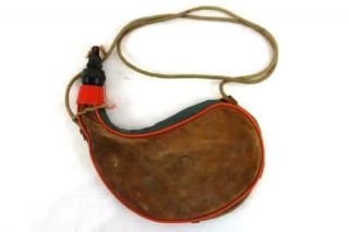 Vintage Bota Bag Brown Red Canteen Flask Wine Water Leather And Vinyl Pouch