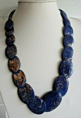 Vintage Monies Gerda Lynggaard Blue Fleck Horn Flat Disc Necklace