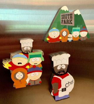 Set Of 3 Vintage South Park Plaque Large Wooden Magnets 1997
