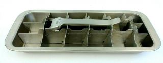 Vintage Onyx 18/8 Stainless Steel 18 Slot Ice Cube Tray Solid Pull Up 2 Piece