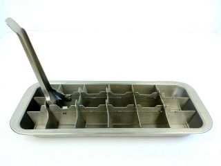 Vintage Onyx 18/8 Stainless Steel 18 Slot Ice Cube Tray Solid Pull Up 2 Piece 2
