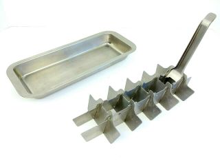 Vintage Onyx 18/8 Stainless Steel 18 Slot Ice Cube Tray Solid Pull Up 2 Piece 3