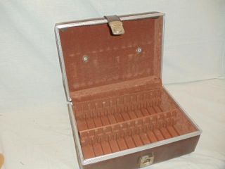 Vintage Brown Faux Leather 8 Track Storage Case For 24 Tapes Carrying Box