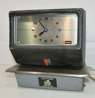 Vintage Simplex Time Clock Good Model Jcp1r3 No Key,  Cards