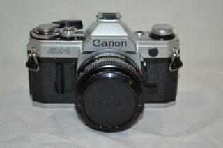 Canon Ae - 1 Slr 35mm Film Camera W Canon Fd 50mm 1:1.  8 Lens
