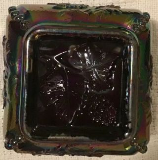 FENTON Vintage Carnival Glass Bowl Purple Grapes Dish Trinket Powder Jar 4