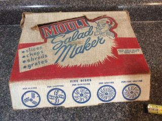 Vintage Mouli Julienne Shredder Kitchen Rotary Grater Salad Maker 5 Blades
