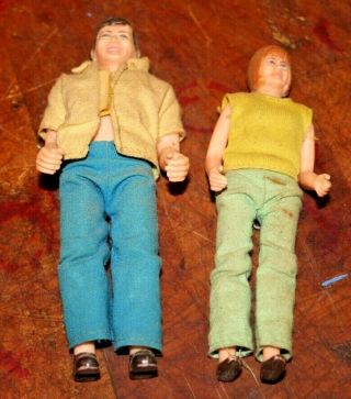Vintage 70s Tonka Dolls Man Woman Jointed Action Figure Dad Mom Hong Kong