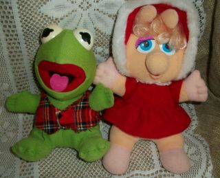 Vintage Mcdonalds Baby Miss Piggy & Baby Kermit Plush Dolls Muppet Babies 1987