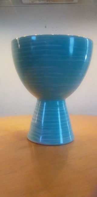 Vintage Mid - Century Mccoy Harmony Art Pottery - White Blue Vase