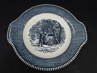 Vintage Royal China Blue And White Currier & Ives Tabbed Underplate