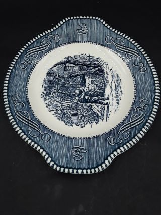 VINTAGE ROYAL CHINA BLUE AND WHITE CURRIER & IVES TABBED UNDERPLATE 3