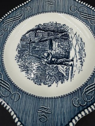 VINTAGE ROYAL CHINA BLUE AND WHITE CURRIER & IVES TABBED UNDERPLATE 4