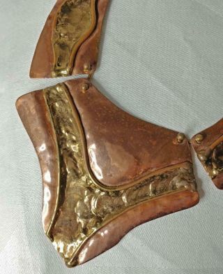 BRUTALIST Vintage ARTIST SIGNED Copper Brass STATEMENT NECKLACE Collar 2