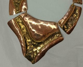 BRUTALIST Vintage ARTIST SIGNED Copper Brass STATEMENT NECKLACE Collar 3