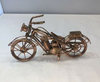 Vintage Handmade Crafted Copper Shovelhead Motorcycle 4 ¼” Tall Sculpture Statue
