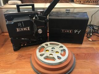 Eiki Sl - 0 16mm Slot Load Vintage Film Projector & Case,  Film Reels