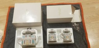 Vintage Lenox Village Tea Set Creamer Sugar & Teapot Boxes