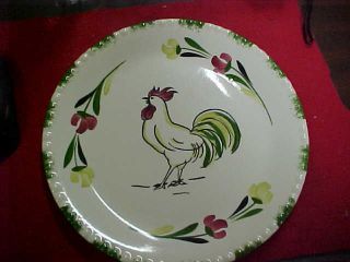 Vtg Blue Ridge Southern Potteries Rooster Dinner Plate 10 - 1/2 "