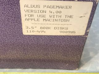 Aldus Pagemaker 4.  0 software Apple Macintosh 3.  5 disk 1990 vintage 3