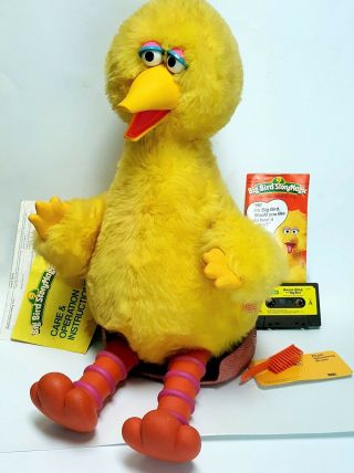 Vintage 1986 Ideal Talking Big Bird Sesame Street Cassette Story Magic Plush 3