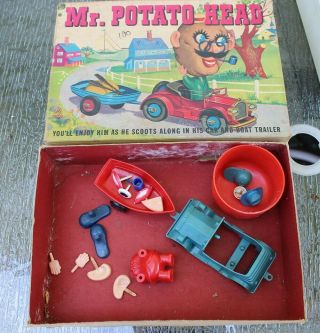 Vintage Mr Potato Head Car,  Boat,  Trailer - Box Is In Great Shape
