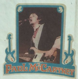 Vintage 1970’s Rock Paul Mccartney Wings Beatles T Shirt Iron On Transfer 4.  5”
