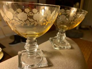 Vintage Fostoria Garland Topaz Champagne/sherbert Glasses Stem 4020