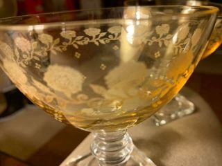Vintage Fostoria Garland Topaz Champagne/Sherbert Glasses Stem 4020 2