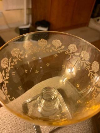 Vintage Fostoria Garland Topaz Champagne/Sherbert Glasses Stem 4020 4