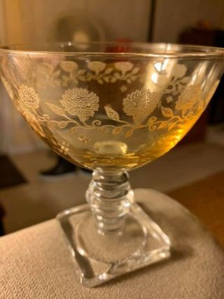 Vintage Fostoria Garland Topaz Champagne/Sherbert Glasses Stem 4020 5