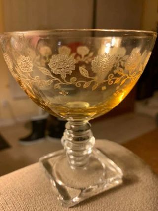 Vintage Fostoria Garland Topaz Champagne/Sherbert Glasses Stem 4020 8
