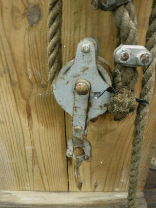 Vintage Block and Tackle with Natural Fiber Rope - Approx 175 Foot - 3/4 Inch Thick 5