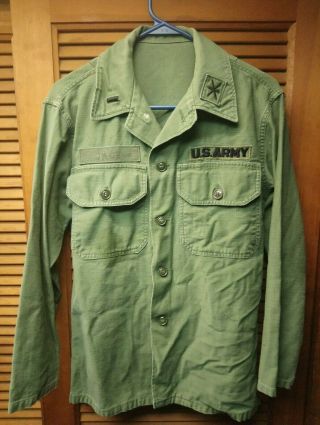 Vintage Vietnam War Og - 107 Sateen Army Shirt Jacket Utility 1970 
