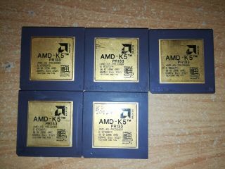 Amd K5 Pr133abr,  Vintage Rare Cpu,  Gold,  Cond.