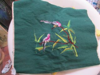 Vintage Completed Wool Needlepoint - Birds Of Paradise.  Larde.  22 " X 21 " 2
