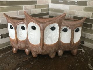 Vintage Red Wing Pottery Three Owl Planter 807 Usa