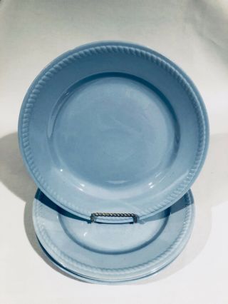 4 Vintage Homer Laughlin Kraft Blue Dinner Plates Rope Edge 10 1/4 "