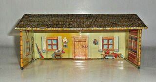 Vintage Marx Fort Apache Play Set Tin Litho Trapper Cabin No Stovepipe