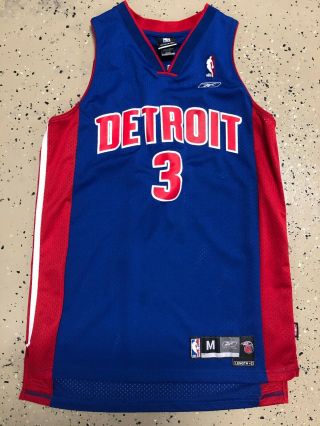Vintage Nba Detroit Pistons Ben Wallace Reebok Authentic Jersey M,  2 Length