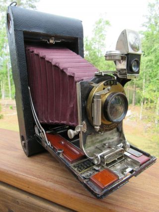 Old 1904 Folding Pocket Kodak Model B - 2 Camera - Red Bellows - Parts Maybe