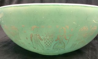 Vintage Pyrex Turquoise 4 Quart Mixing Bowl 444 Rooster Amish Butterprint USA 2